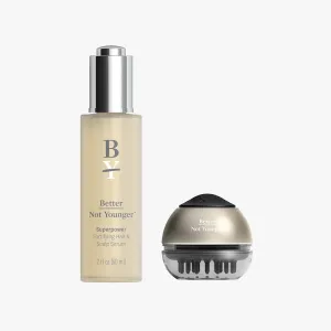 Better Not Younger Superpower Hair & Scalp Duo Set - Fortifying 2fl.oz. plus Liquid Comb - Leave-in Serum w/ Massaging Applicator for Stronger, Thicker, Fuller