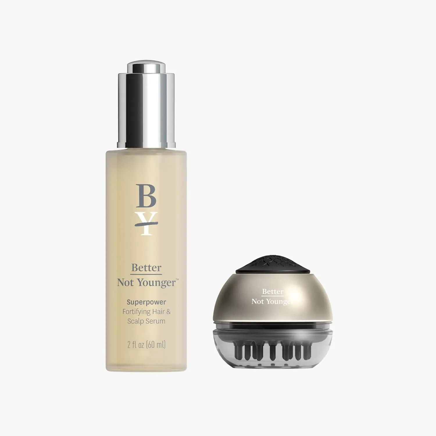 Better Not Younger Superpower Hair & Scalp Duo Set - Fortifying 2fl.oz. plus Liquid Comb - Leave-in Serum w/ Massaging Applicator for Stronger, Thicker, Fuller