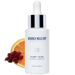Beverly Hills MD Plump   Glow Vitamin C Serum for Aging Skin- Plumping Anti Wrinkle Lines Formula - Smooth, Firm, Brighten Skin w/Kakadu Plum, Niacinamide, Pomegranate Oil, Red Algae Extracts