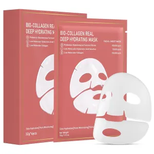 Bio-Collagen Real Deep Mask, 4 Pack Overnight Hydrating Face Mask for All Skin Types,Original Hydrating Collagen Face Mask