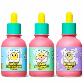 Bio-AHA Clarity Boosting Face Serum   Snail Mucin 85% Hydrating Face Serum   Glutathione Vitamin C Serum - Tone Correcting Mild Exfoliator Facial Serum (1.69 fl oz EA)