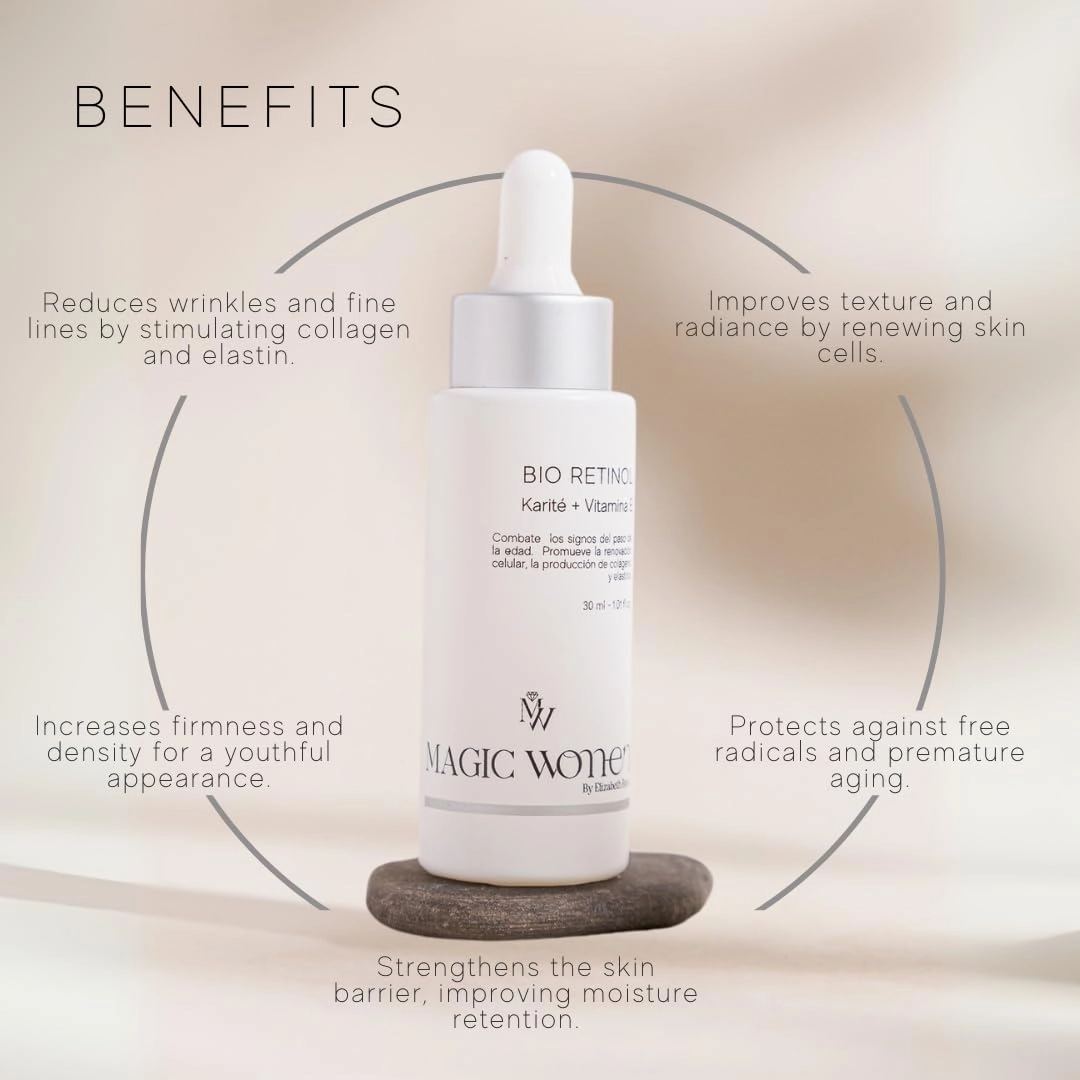 Bio-Retinol Face Serum – Anti-Aging Facial Serum with Shea Butter & Vitamin E – Retinol Alternative for Wrinkles, Firmness & Skin Renewal – 1 Fl Oz