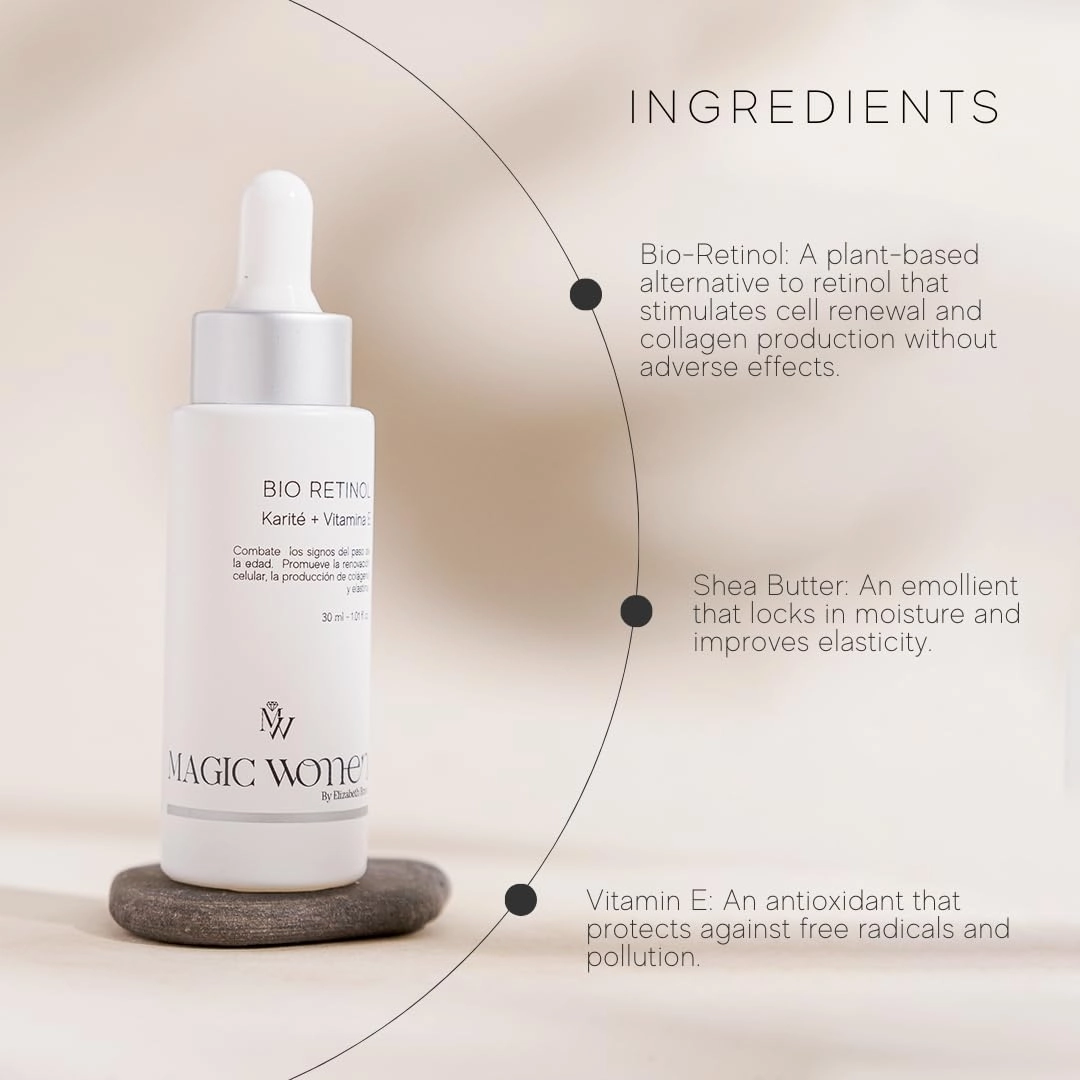 Bio-Retinol Face Serum – Anti-Aging Facial Serum with Shea Butter & Vitamin E – Retinol Alternative for Wrinkles, Firmness & Skin Renewal – 1 Fl Oz