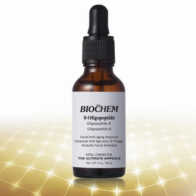 BIOCHEM 8-Oligopeptide Anti-Aging Face Ampoule – 30ml /1fl For Mature Skin – Hydrating Serum with NaPCA, Hyaluronic Acid for Wrinkle & Age Spots – Formula Firms, Lifts, Smooths– For All Skin Types