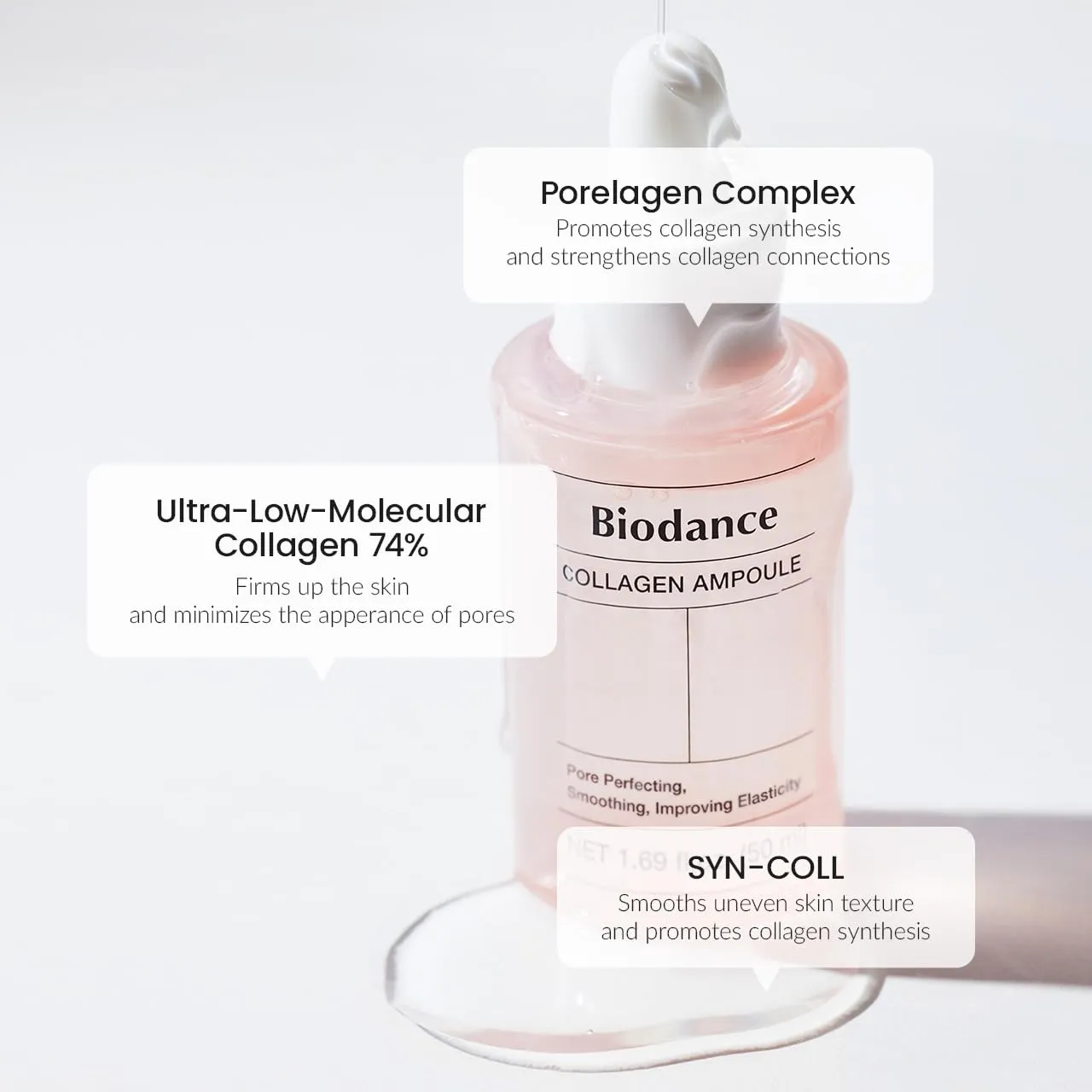 Biodance Collagen Ampoule | Korean Collagen Serum for Face, Pore Minimizing & Anti Aging Face Serum for Women | 1.69 fl. oz x 1 ea