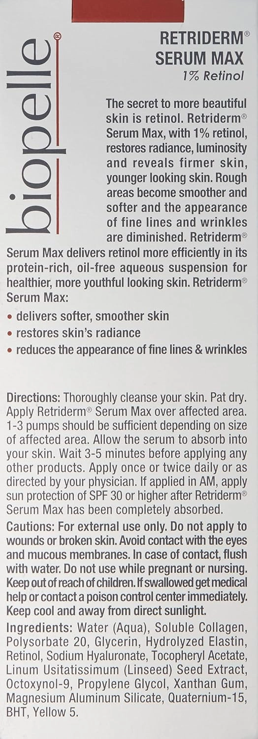 Biopelle Retriderm Serum, Retinol Face Serum, 1 Oz