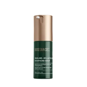 BIOSSANCE Squalane   Lactic Acid Resurfacing Night Serum - Vegan 10% Lactic Acid Face Serum for Skin Texture and Fine Lines - Gentle Night Exfoliant, Hydrating - Pore Reducer for Face, 1.0 Ounce