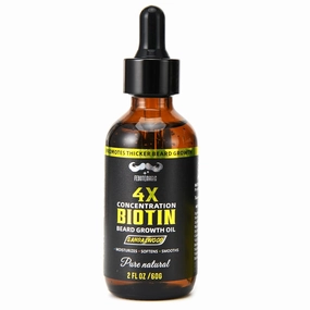 Biotin Beard Growth Oil for Men – Sandalwood Beard Serum with Castor & Grape Seed Oil for Thicker, Softer & Moisturized Beard – Ideal Gift for Father, Husband, Boyfriend – 2 oz