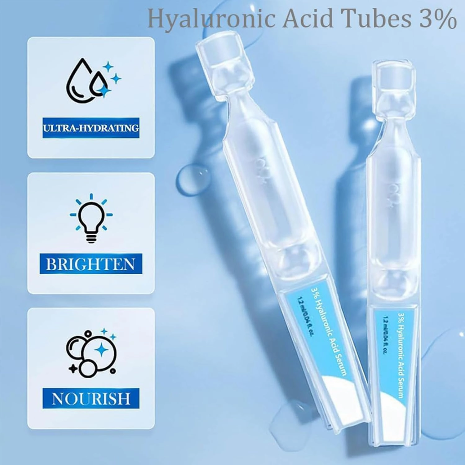 Bleare Hyaluronic Acid Face Oil Instant Hydration Serum Skincare, Bleare 3% Hyaluronic Acid Serum, 3% Ultra Hydrating Hyaluronic Acid Serum by Bleare, Hyaluronic Acid Serum Tubes (30pcs/1Box)