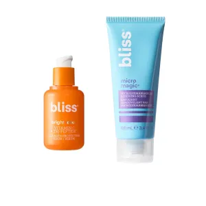 Bliss Glow Boost Skincare Duo – Micro Magic Skin-Refining Exfoliator & Bright Idea Vitamin C Serum – Face Scrub & Brightening Serum for Smooth, Radiant, Even-Toned Skin