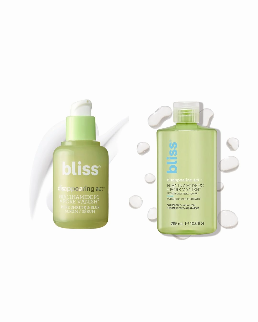 Bliss Disappearing Act Toner   Disappearing Act Pore Serum Duo | Niacinamide, Pore-Minimizing Set for Clear, Smooth Skin