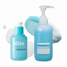 Bliss Hydration Duo: Drench & Quench Hyaluronic Acid Facial Serum   Fab Foaming 2-in-1 Cleanser - Clean, Vegan, & Cruelty-Free Skincare