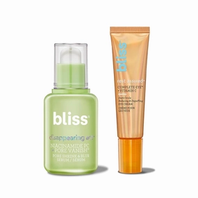Bliss Niacinamide Disappearing Act Face Serum - Niacinamide PC Serum   Pore Vanish Complex  Bliss Rest Assured ™ Eye Cream with Vitamin C & Caffeine
