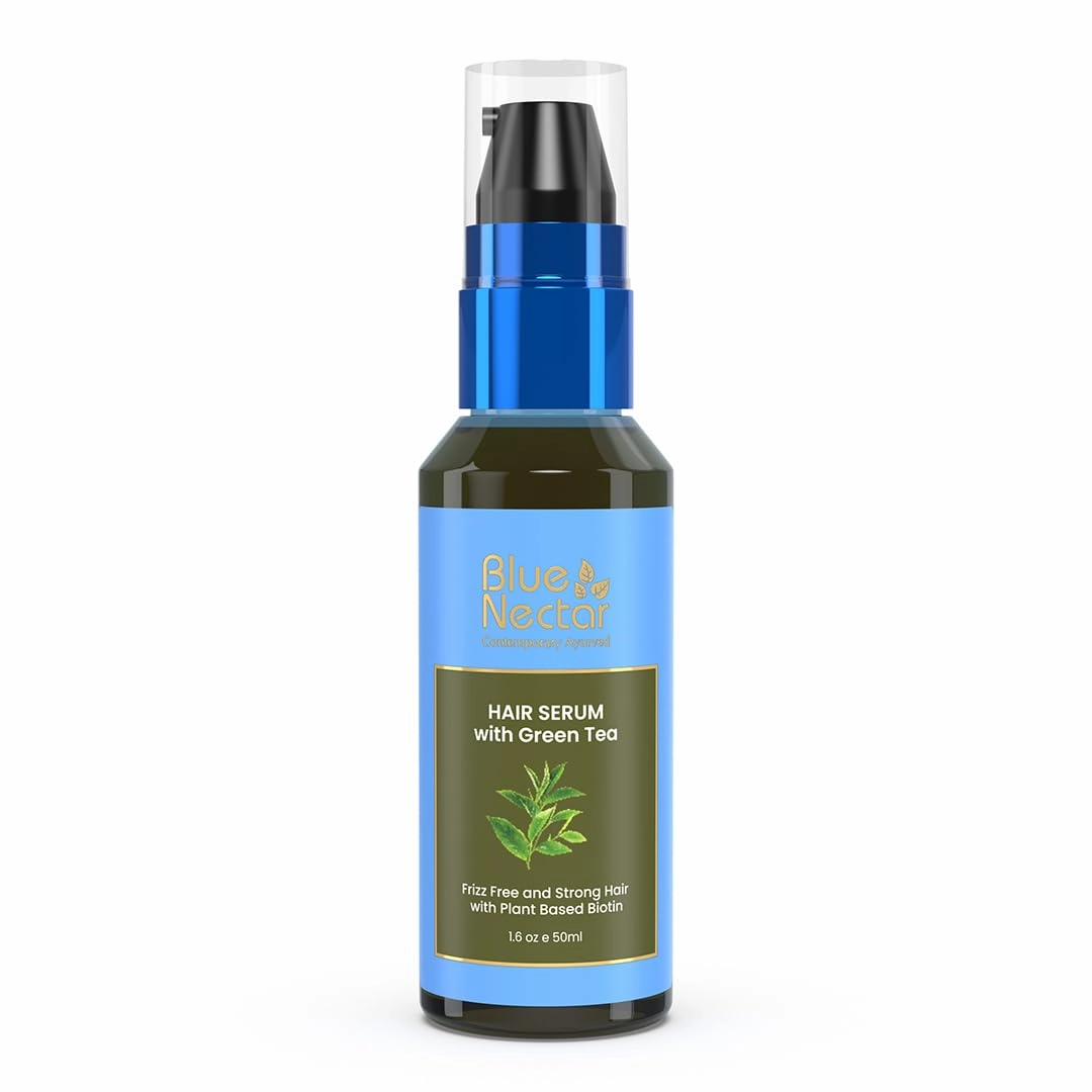 Blue Nectar Anti-Frizz Plant-Based Biotin Serum for Stronger, Frizz-Free Hair for Women & Men (12 Herbs, 1.6 Fl oz)
