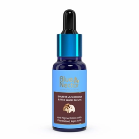 Blue Nectar Rice Water Kojic Acid Face Serum | Plant Based Almond Serum for Even Skin Tone | for Women & Men with Rice Water & Mushroom | All Skin Types (13 Herbs,1Fl Oz)