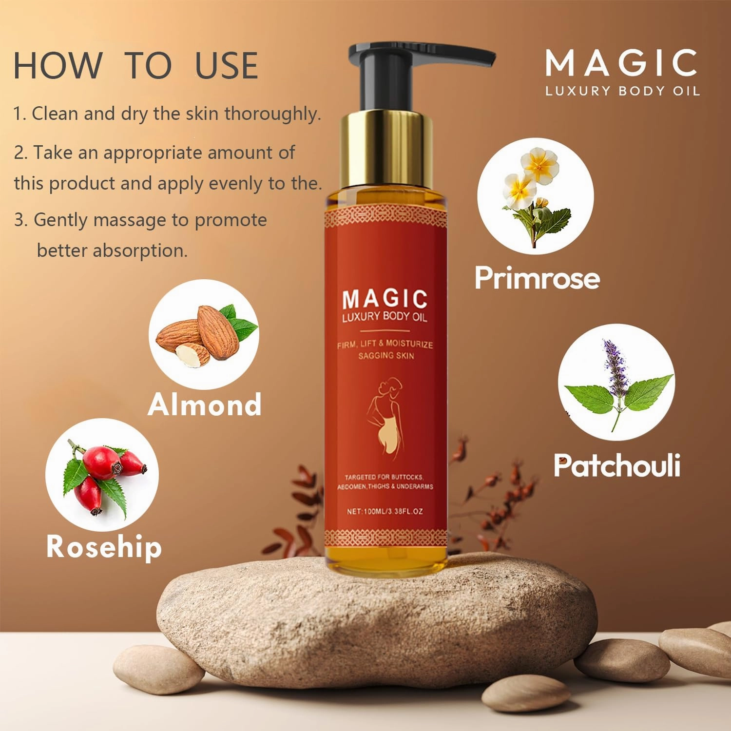 Body Firming Oil, Magic Body Oil Skin Tightening, Luxurious Skin Tightening & Glow Treatment, Lightweight Anti Aging Moisturizer for Tightenings & Firming Crepey Skins Arms, Chest, and Thighs (1)