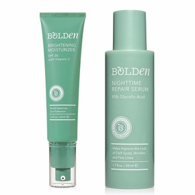 Bolden Brightening Moisturizer & Nighttime Repair Skincare | SPF 30 Vitamin C Moisturizer & Nighttime Repair Serum for Dark Spots | Acne-Prone & Melanin-Rich Skin