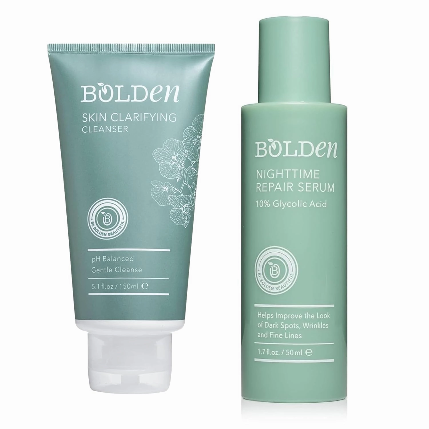 BOLDEN Nighttime Repair Serum & Clarifying Cleanser Bundle – Brightening Dark Spot Serum and Sulfate-Free Gel Cleanser for Oily, Acne-Prone & Melanin-Rich Skin