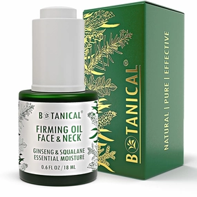 Botanical Essential Moisture Oil for Face & Neck Firming Serum | Anti-Wrinkle Ginseng & Squalane Serum w/Gua Sha Lift Scraper | Organic, Pure, Natural Skincare (0.6 fl oz | 18 ml)