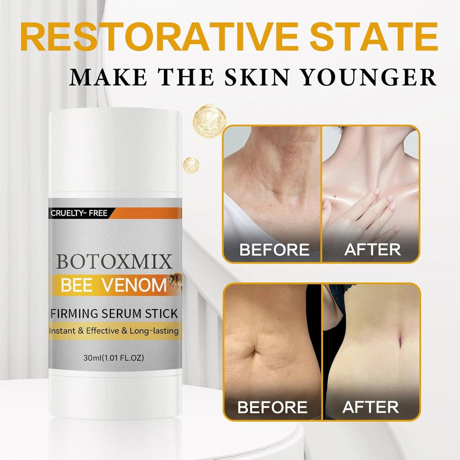 Botox Bee Venom Firming Serum Stick Advanced Firming & Wrinkle Removal Cream, Collagen Peptides Sreum Stick Anti-Aging Firming Serum for Body, Lifts Plumps Firms Skin (2 Bottle)