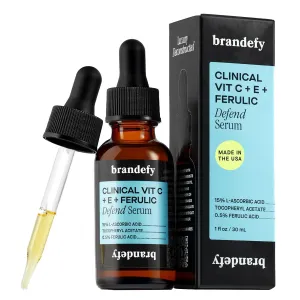 Brandefy Vitamin C Face Serum 15% L. Ascorbic Acid, Ferulic Acid .5%   Vitamin E for Self Care and Beauty, Face Dark Spot Corrector and Anti Aging 1oz, Made In The USA
