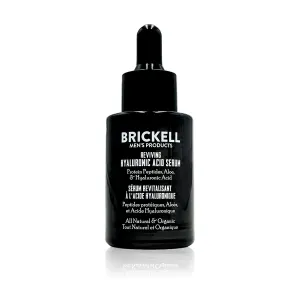 Brickell Men's Anti Aging Hyaluronic Acid Serum for Face, Reviving Day Serum for Men, Natural and Organic with Protein Peptides to Restore Firmness and Collagen, 1 Ounce, Scented