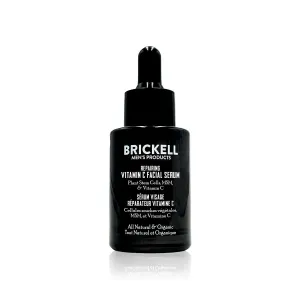 Brickell Men's Anti Aging Vitamin C Serum For Face, Repairing Night Facial Serum for Men, Natural and Organic Hyaluronic Acid Serum For Face to Diminish Wrinkles and Reduce Redness, 1 Ounce, Unscented