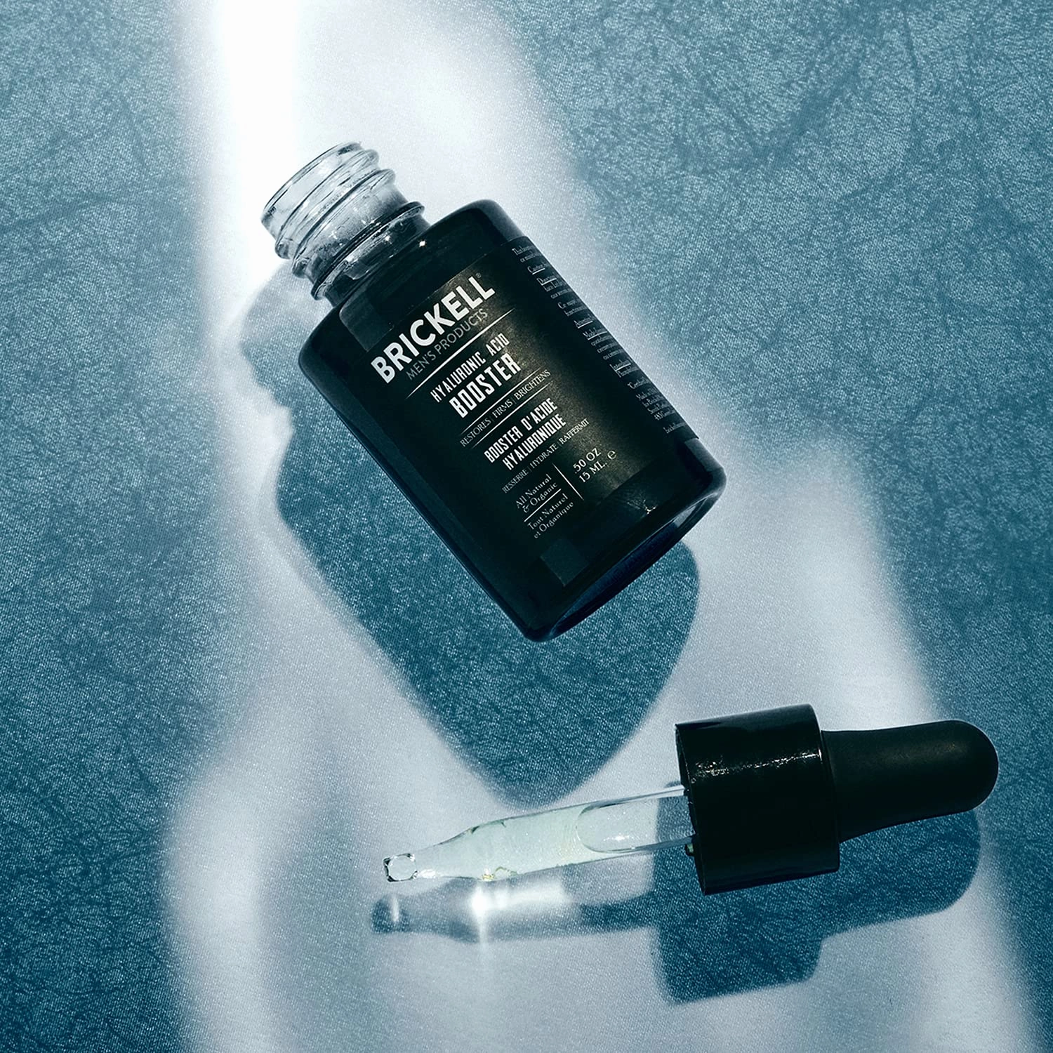 Brickell Men's Hyaluronic Acid Booster Serum for Men, Natural and Organic Hyaluronic Acid Booster for Face to Hydrate and Nourish Skin, Reduce Fine Lines and Wrinkles, Unscented .50 Ounce