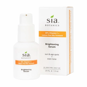 Brightening Face Serum (30ml/1oz Porceline Bottle) | Facial Treatment w/Vitamin C, Lemon Peel Bio Ferment, Aloe Vera | Natural, Clean, Botanical Skincare for Women