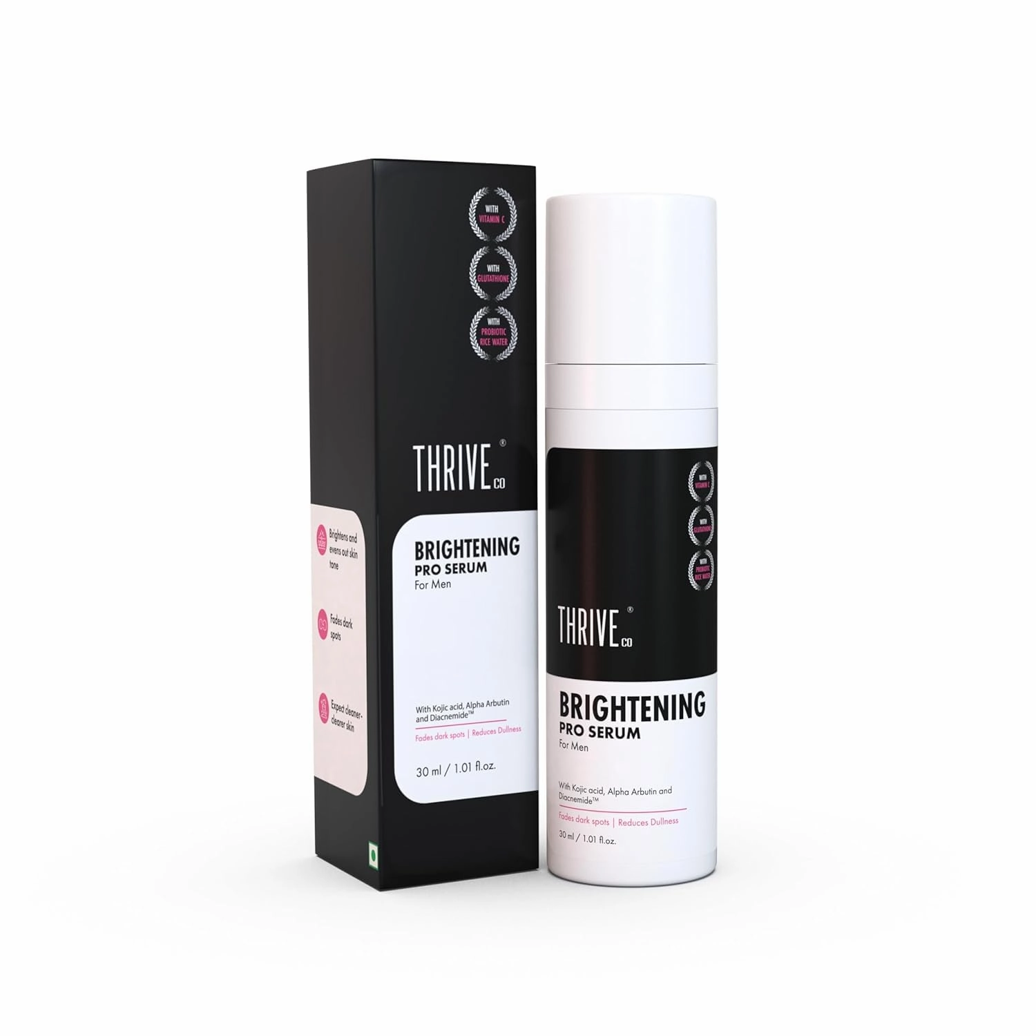 Brightening Pro Serum for Men | Kojic acid, Vitamin C & Diacnemide™ | Skin Brightening, Acne Control & Boosts Hydration | Fades dark spots & Reducess Dullness | For All Skin Types | 30ml