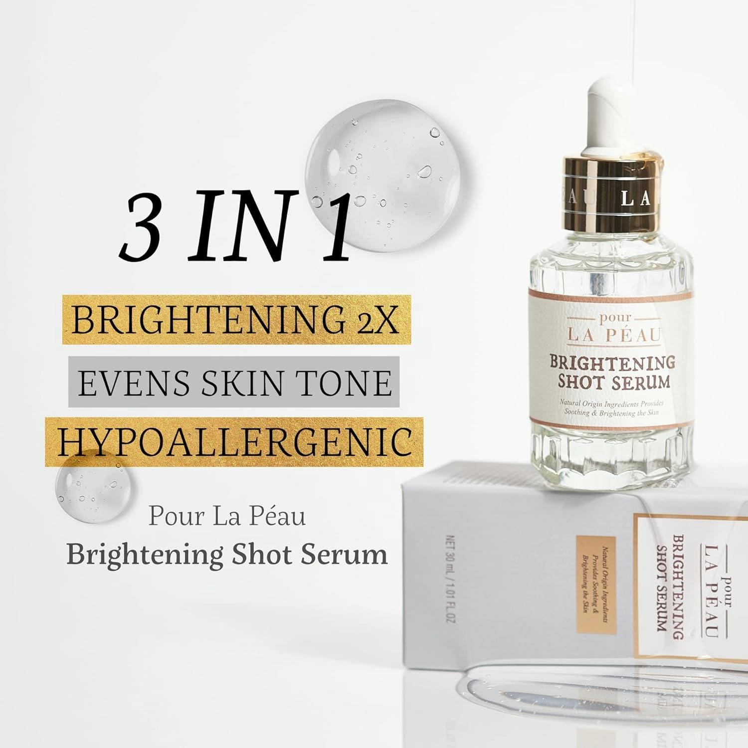 Brightening Shot Serum | Skin Brightening Serum for Face | Organic Face Moisturizer Hyperpigmentation Serum | Hydrating Face Serum for Glowing Skin | Face Brightening Serum (1.01 Fl. Oz)