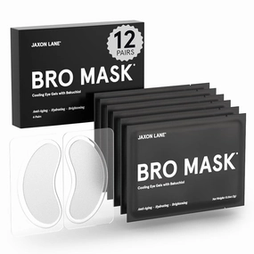 BRO MASK Under Eye Gel Pads: Cooling Eye Patches for Dark Circles and Puffiness | Anti Aging Hydrogel Eye Patch Set   Bakuchiol, Green Tea, Hyaluronic Acid, Caffeine, Niacinamide/Vit B3 (2 X 6 Pairs)