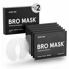 BRO MASK Under Eye Gel Pads: Cooling Eye Patches for Dark Circles and Puffiness | Anti Aging Hydrogel Eye Patch Set   Bakuchiol, Green Tea, Hyaluronic Acid, Caffeine, Niacinamide/Vit B3 (2 X 6 Pairs)