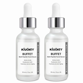 Buffet Peptides Serum for Face, 2PCS Multi Peptide Facial Serum Reduces Wrinkles and Fine Lines, Peptide Serum with Hyaluronic Acid and Amino Acids for Hydration and Anti-Aging, For Women & Men