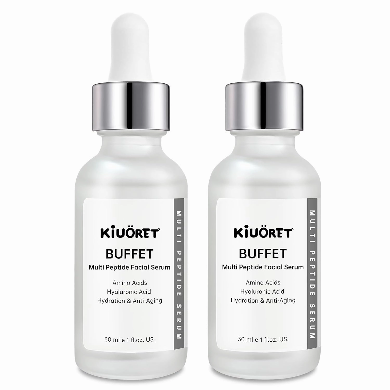 Buffet Peptides Serum for Face, 2PCS Multi Peptide Facial Serum Reduces Wrinkles and Fine Lines, Peptide Serum with Hyaluronic Acid and Amino Acids for Hydration and Anti-Aging, For Women & Men