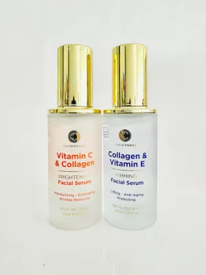 Bundle of Clear Visage Collage &Vitamin E and Vitamin C& Collagen Face Serum, Toralnof 2 items. No Box.