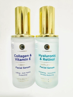 Bundle of ClearVisage Collagen&VitaminE Hyaluronic&Retinol Face Serum, total of 2 items, 1.69FlOz each. No Box