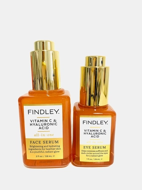 Bundle of Findley Face Serum Vitamin C and Hyaluronic Acid & Eye Serum, 2 items. NO BOX