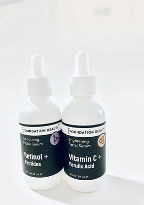 Bundle of Foundation Beauty Smoothing Retinol   Peptides & Brightening Vitamin C   Ferulic Acid Facial Serum, 2 items, 2FL Oz each, No box