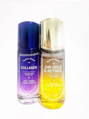 Bundle of RadiantBeauty Collagen & 24K Gold and Retinol Face Serum, total of 2 items, 1.69 FlOz each. NO BOX