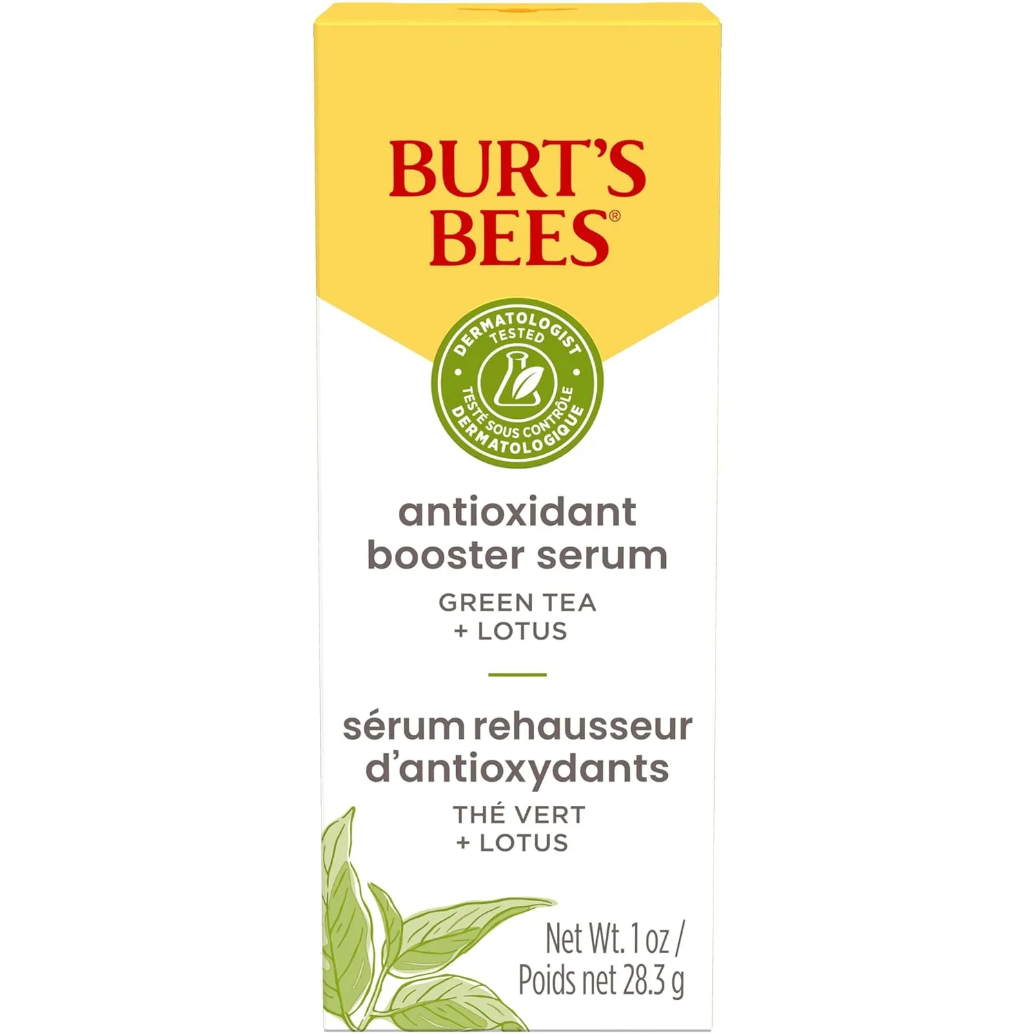Burt's Bees Green Tea Face Serum, Protects & Improves Skin Tone with Antioxidant Rich Green Tea & Lotus, Naturally Brightening & Firming, Lightweight - Antioxidant Booster Serum (1 oz)