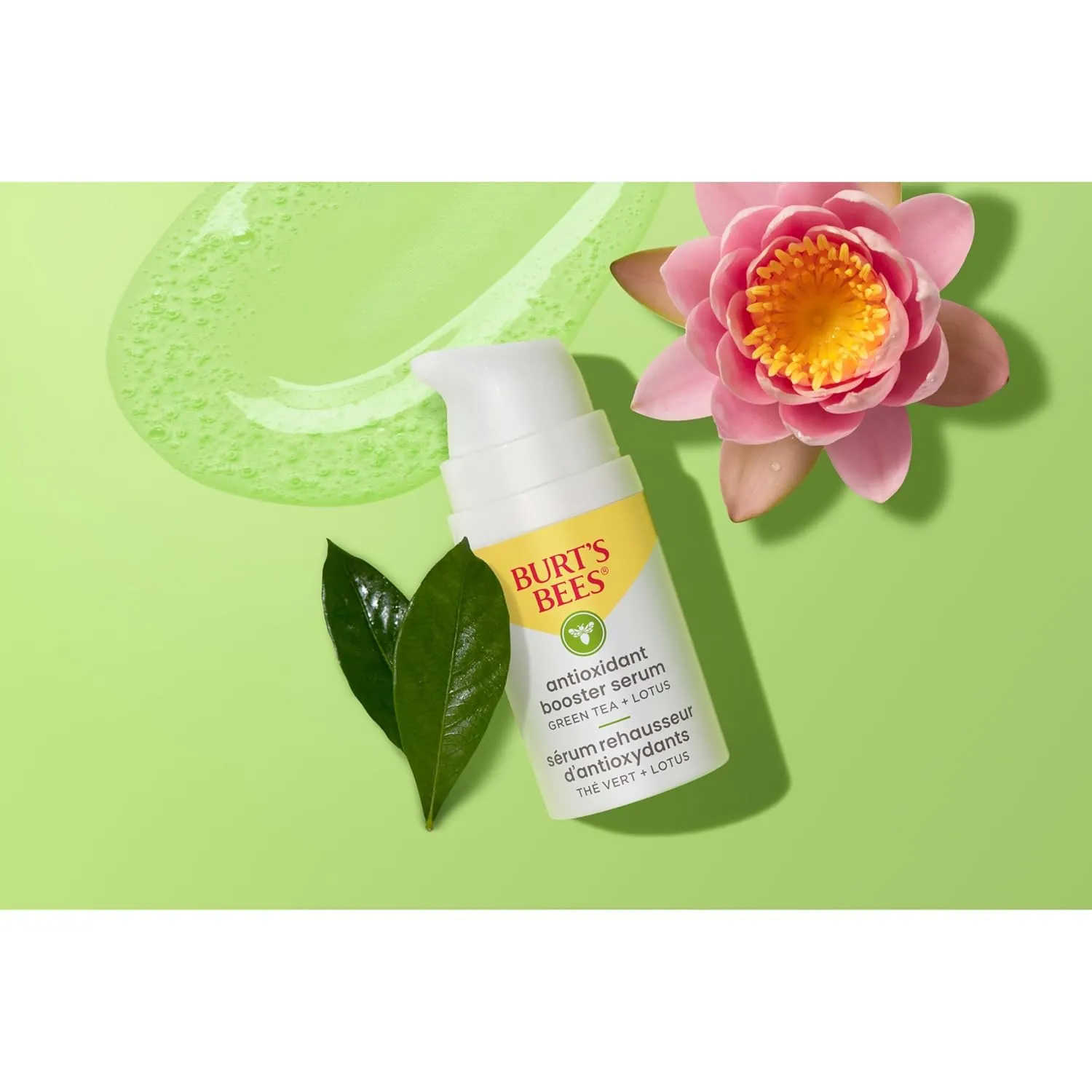 Burt's Bees Green Tea Face Serum, Protects & Improves Skin Tone with Antioxidant Rich Green Tea & Lotus, Naturally Brightening & Firming, Lightweight - Antioxidant Booster Serum (1 oz)