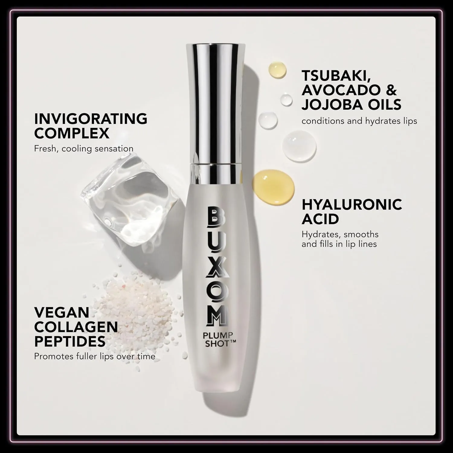 Buxom Plump Shot Peptide-Infused Lip Serum, Lip Plumping Gloss, Formulated with Advanced Peptides, Hyaluronic Acid, Avocado & Jojoba Oil