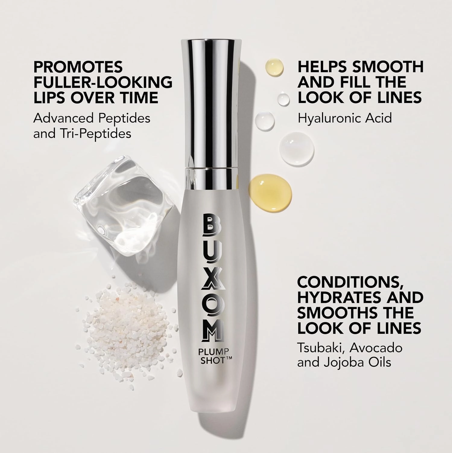 Buxom Plump Shot Peptide-Infused Lip Serum, Lip Plumping Gloss, Formulated with Advanced Peptides, Hyaluronic Acid, Avocado & Jojoba Oil