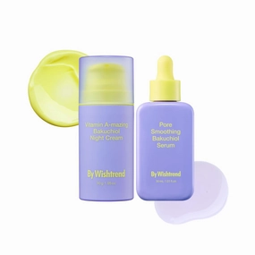 BY WISHTREND Bakuchiol Mighty Duo | Vitamin Amazing Bakuchiol Night Cream 30mL & Pore Smoothing Bakuchiol Serum 30mL