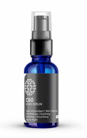 C60 Acne Serum 30ml with Aloe, Rose, MSM, CoQ 10, Vitamins B3   B5 & Anti Aging Wrinkle Complexes for Men & Women Made with Organic Ingredients