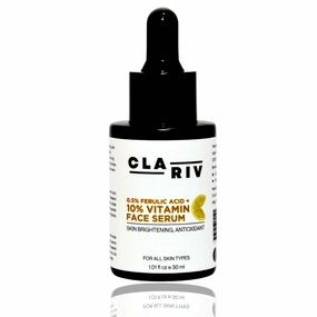 C L_ARI_V 10% Vitamin C Face Serum for Glowing Skin | Dark Spot, Pigmentation & Uneven Tone Treatment with 0.5% Ferulic Acid & Antioxidants | Skin Brightening & Anti-Aging | 30ml