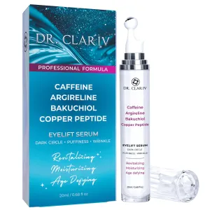 Caffeine Eye Serum for Dark Circles, Puffiness & Wrinkles – Anti-Aging Formula with Bakuchiol, Argireline & Copper Peptides – Hydrating Cream for Eye Bags – Men & Women – 20ml/ 0.68 fl oz