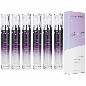 Caffeine Eye Cream for Dark Circles - Caffeine Eye Serum Infused with Collagen and Niacinamide, Cream for Puffines and Bags Under Eyes w/ 360° Depuffer Roller (0.5 Fl Oz (Pack of 6), Gentle Coffee)
