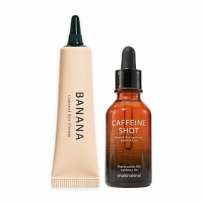 CAFFEINE SHOT Blemish Toning Serum & BANANA Conceal Eye Cream, Even Skin Tone, Reduced Pore Size and Puffiness, Lightweight, Korean Skin Care